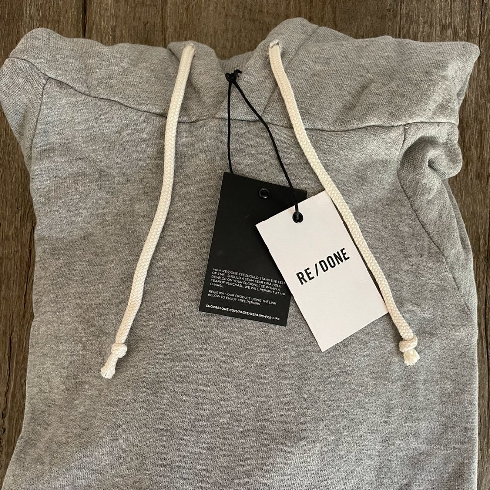 NWT  Size L RE/DONE 60s Raglan Hoodie Heather Grey - Picture 4 of 6